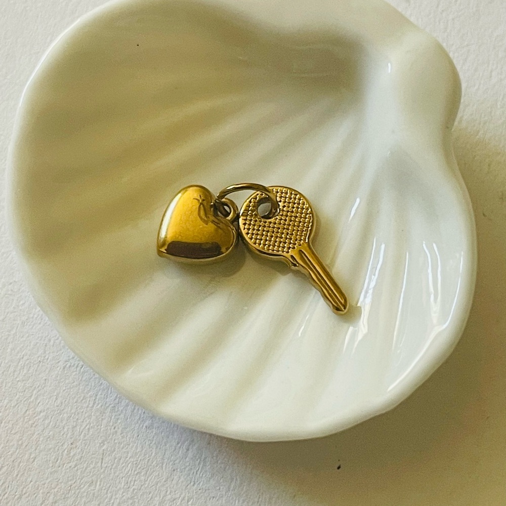 Gold Heart Key Charm or Pendant